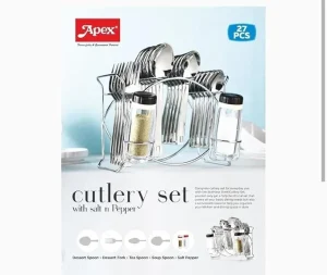 Apex Cutlery Set 27Pcs With Salt & Pepper | Stainless Steel  Cutlery Set