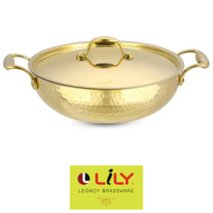 LILY Brass kadai hammered with lid