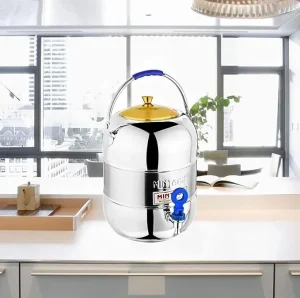 Mintage Stainless Steel Elegant Water Matka Wuth Tap 15no.( 13Litre) , Water Storage Pot Stainless Steel