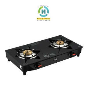 Naitik Gas Stove 2 Burner Glass Top CRYSTAL | Glass Top 2 Br Gas Stove | Manual Ignition