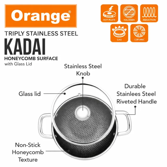 Orange triply honey comb kadai_2