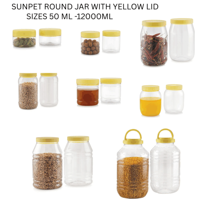 SUNPET ROUND JAR WITH YELLOW LID SUNPET ROUND JAR WITH YELLOW LID