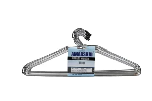 Amarshri Cloth Hnager Black Cap 12Pcs | Mild Steel Chrome Plated | Rustproof | Cloth Hanger For Home