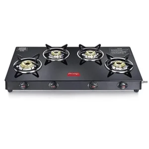 Prestige Marvel Plus 4 Burner Long Toughened Glass Top Black Gas Stove GTM04 | Manual | Glass Top Gas Stove 4Burner