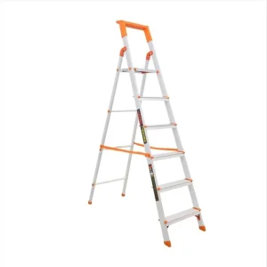 Qualis Hybrid Ladder 6 Step With Tool Tray-Strong, Safe & Light Weight For Home & Office Use | Aluminium Ladder 6 Step | Anti Skid | 150Kg Load Capacity