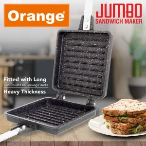 Orange Aluminium Die-Cast Non-Stick Jumbo Toast Sandwich Maker and Waffle Maker