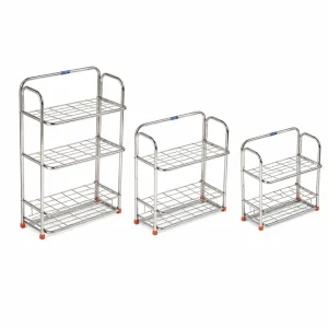 Lokseva Stainless Steel Shoe Rack made from rust-free stainless steel for long-lasting durability. Multipurpose design ideal for shoes, kitchen storage, and home organization—strong, hygienic, and space-saving.