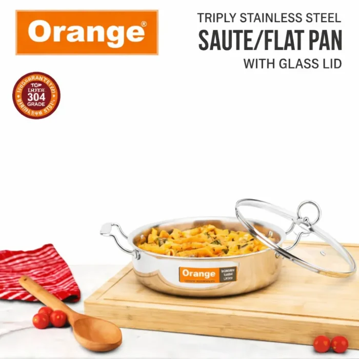 Orange Triply_Saute_Flat_Pan_2.5_Ltr
