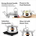 Orange triply ss handi with glass lid